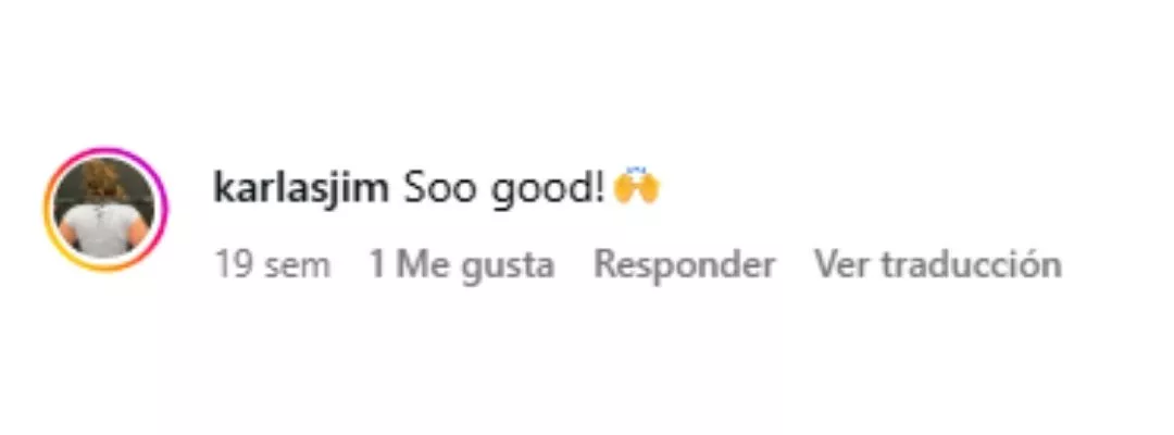 Instagram comment saying "Soo good!" with raised hands emoji