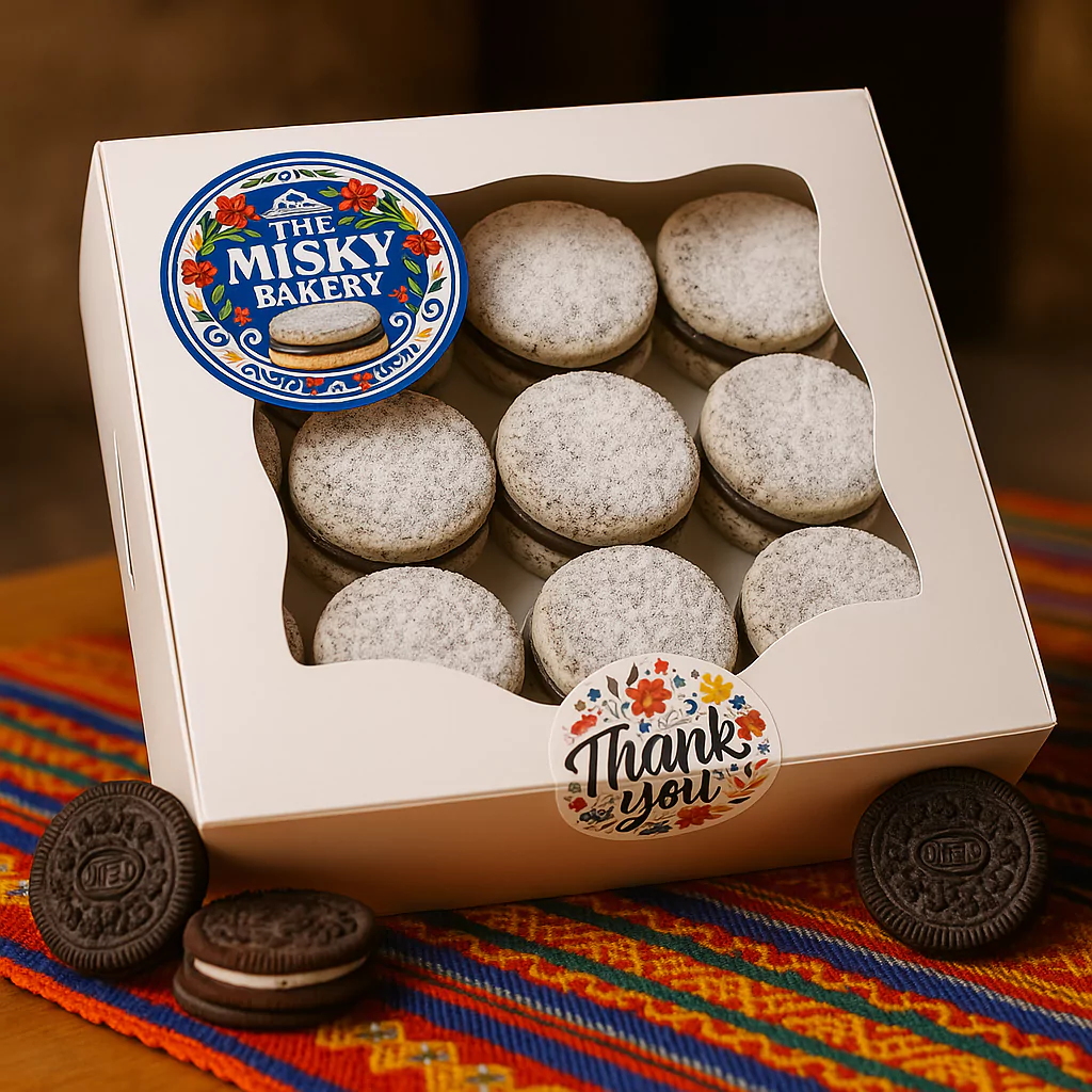 gift box of chocolate alfajores from The Misky Bakery with Oreo cookies